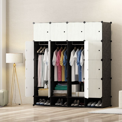 Armoire 4 battants + étagères chaussures