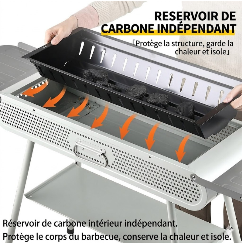 Barbecue Brasero 2-en-1 – Portable & Grande Capacité