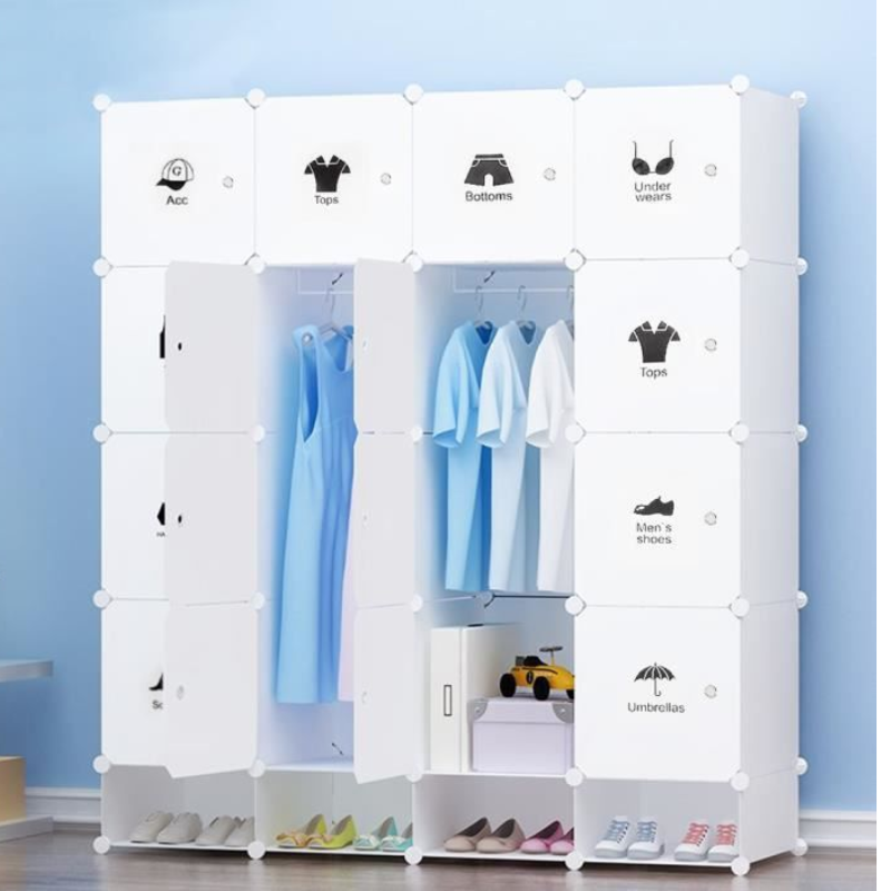 Armoire 4 battants + étagères chaussures