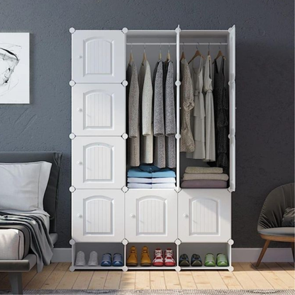 Armoire 3 battants + étagères chaussures