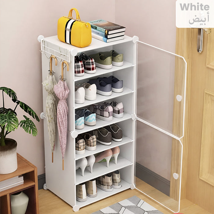Armoire à chaussures 6 compartiments avec portes – Anti-poussière 👟✨