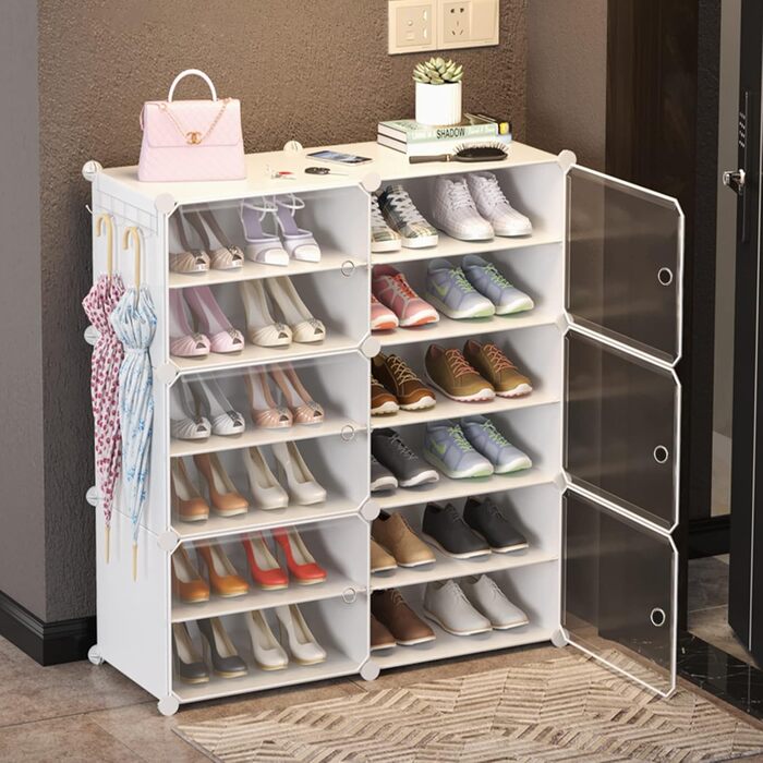 Armoire à chaussures multicouche 2x6 avec portes anti-poussière