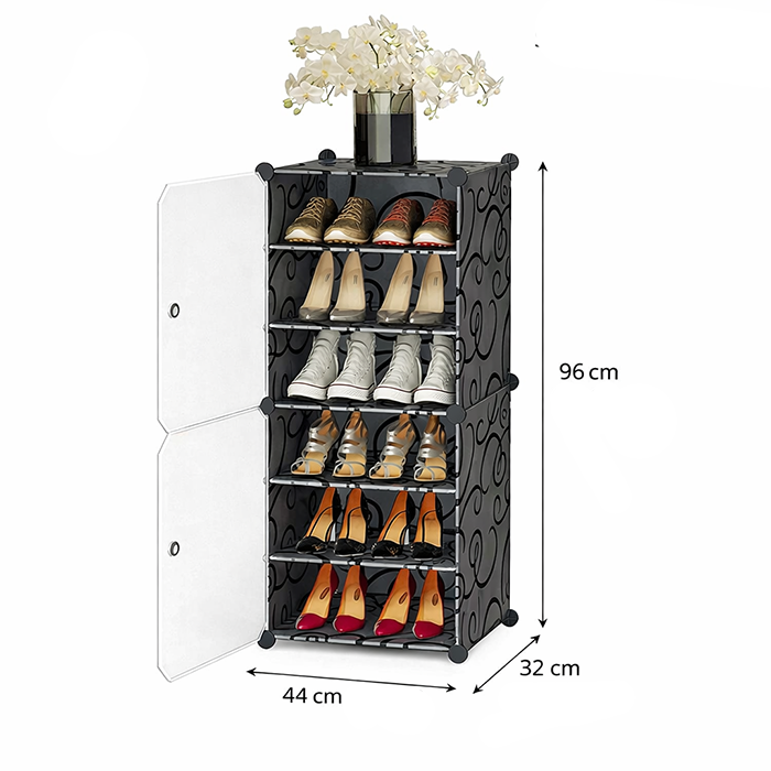 Armoire à chaussures 6 compartiments avec portes – Anti-poussière 👟✨