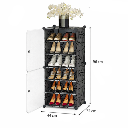 Armoire à chaussures 6 compartiments avec portes – Anti-poussière 👟✨