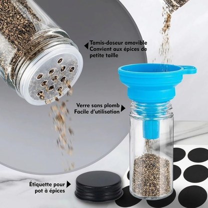 Support à épices rotatif 360° avec 18 bocaux en verre