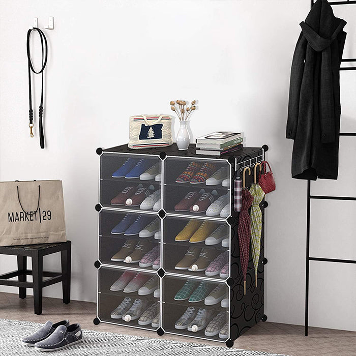 Armoire à chaussures multicouche 2x6 avec portes anti-poussière