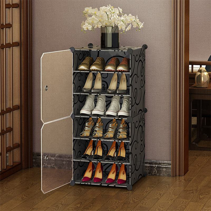 Armoire à chaussures 6 compartiments avec portes – Anti-poussière 👟✨