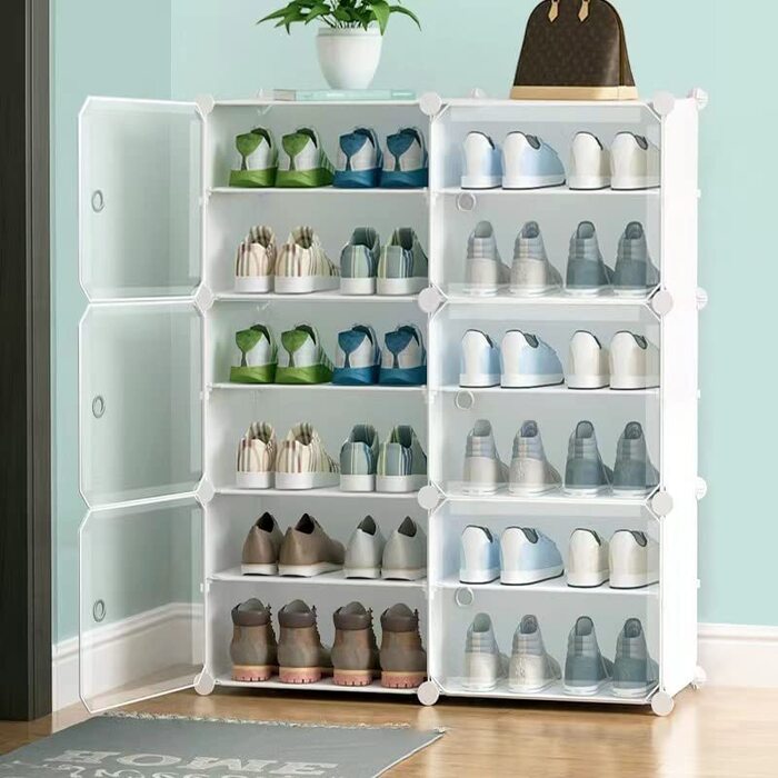 Armoire à chaussures multicouche 2x6 avec portes anti-poussière