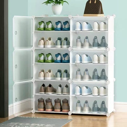 Armoire à chaussures multicouche 2x6 avec portes anti-poussière