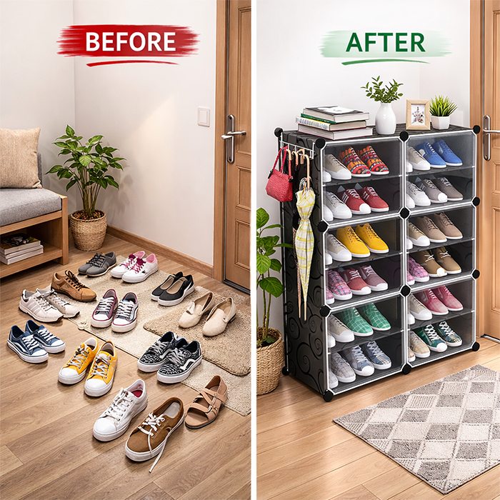 Armoire à chaussures multicouche 2x6 avec portes anti-poussière
