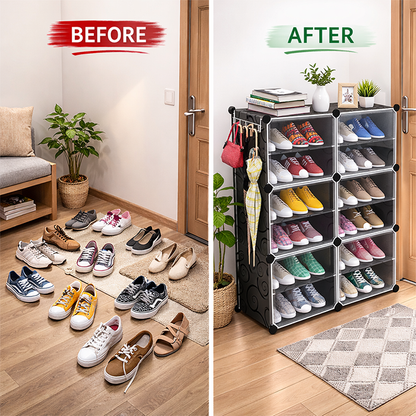 Armoire à chaussures multicouche 2x6 avec portes anti-poussière