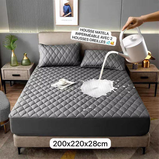 Housse de matelas imperméable avec 2 oreillettes