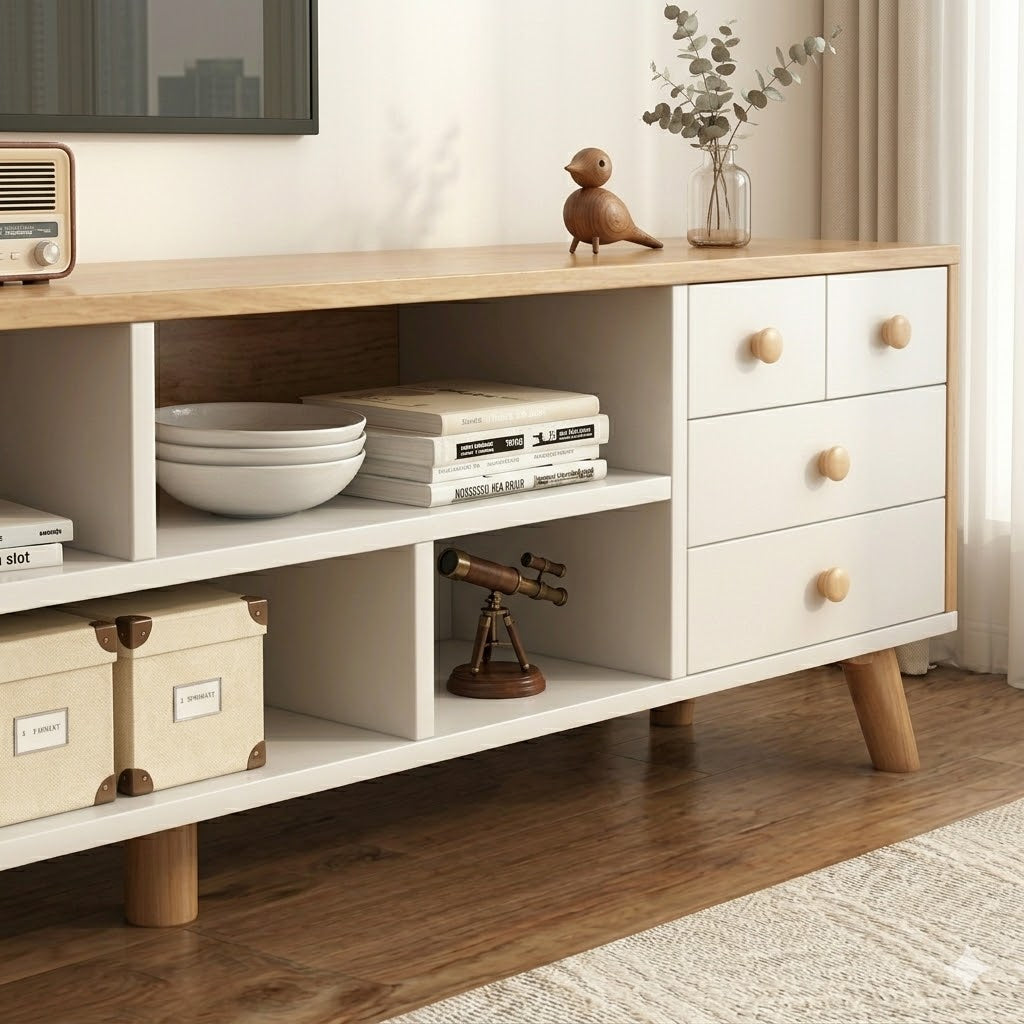 Meuble TV moderne 140 cm – Élégance et rangement intelligent