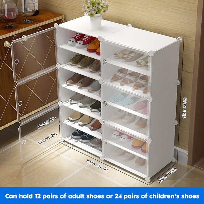 Armoire à chaussures multicouche 2x6 avec portes anti-poussière